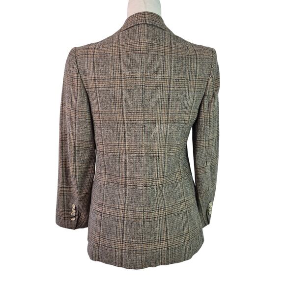 Evan Picone Brown Cream Wool Tweed Pleated Skirt Jacket Blazer Set Vintage Small - Picture 3 of 14